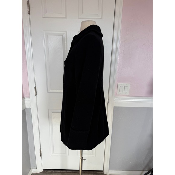 J.Crew Black Wool Blend Button Front A-Line Coat Women's Size 8 - Picture 5 of 12